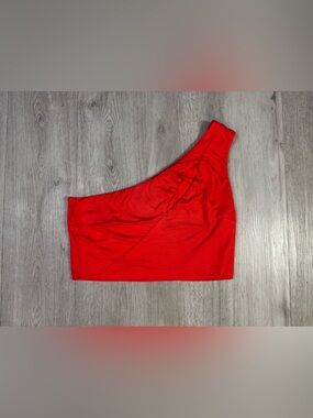 Better Be Women’s Red One Shoulder Cut Out Cropped Top Size Large